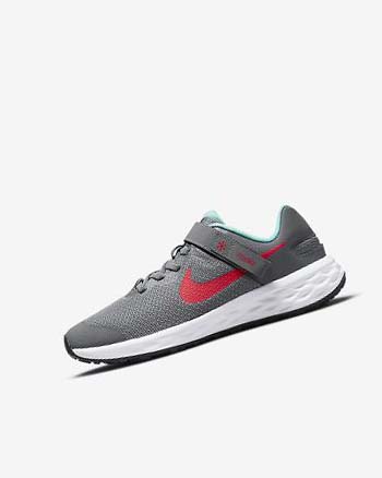Nike Revolution 6 FlyEase Grises Turquesa Rojos | MX 5588